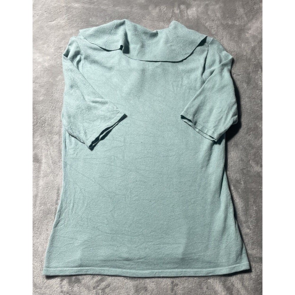 Jones Wear Short Sleeve Cowl Neck Sweater Blouse Women’s Medium Mint Green